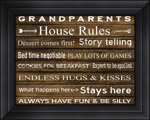 Framed Grandparents House Rules Print