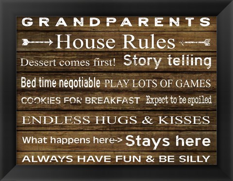 Framed Grandparents House Rules Print