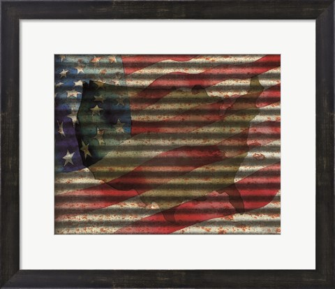 Framed American Flag on Metal Print