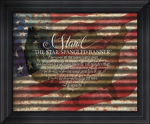 Framed I Stand American Flag on Metal Print