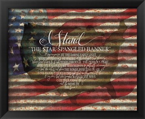 Framed I Stand American Flag on Metal Print