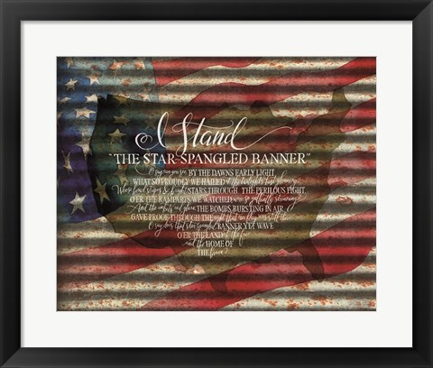 Framed I Stand American Flag on Metal Print