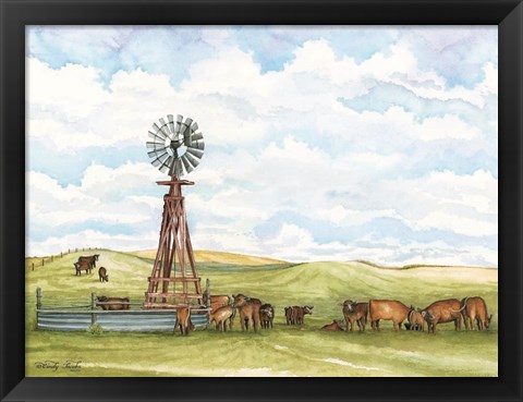 Framed Pasture Cows Print