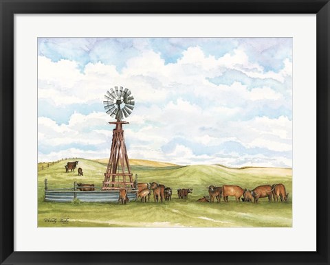 Framed Pasture Cows Print