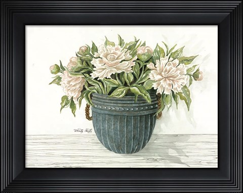 Framed Galvanized Pot Peonies Print