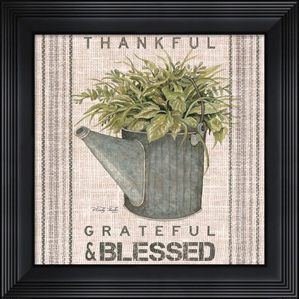 Framed Galvanized Watering Can Blessed Print