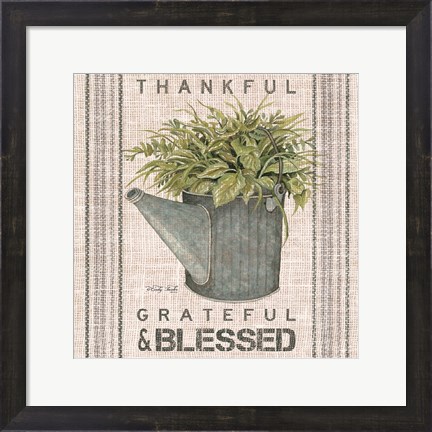 Framed Galvanized Watering Can Blessed Print