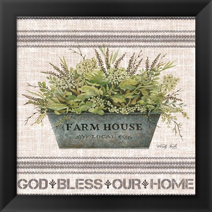 Framed Galvanized Farmhouse God Bless Print