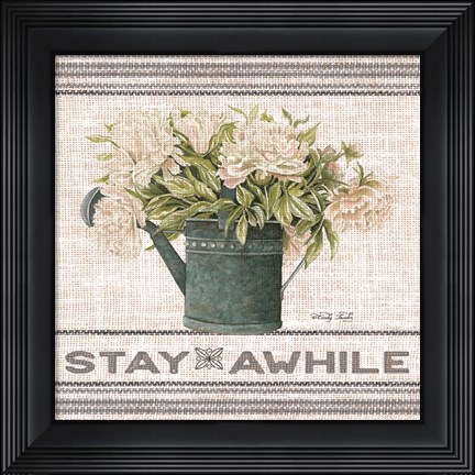 Framed Galvanized Peonies Stay Awhile Print