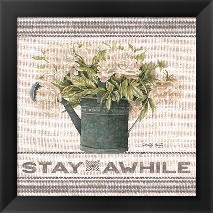 Framed Galvanized Peonies Stay Awhile Print