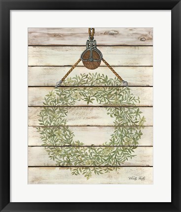 Framed Pully Hanging Wreath Print