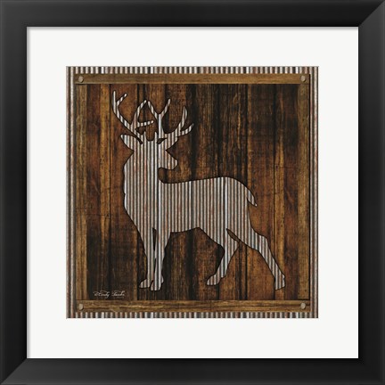 Framed Deer Silhouette I Print