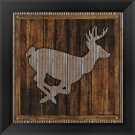 Framed Deer Running I Print