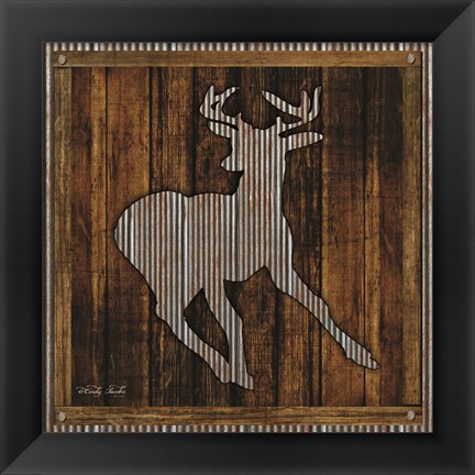 Framed Deer Running II Print