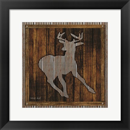 Framed Deer Running II Print