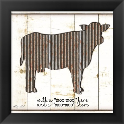 Framed Metal Cow Print