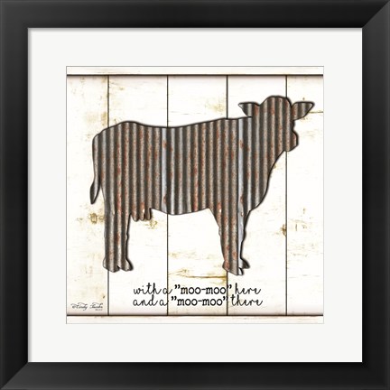 Framed Metal Cow Print