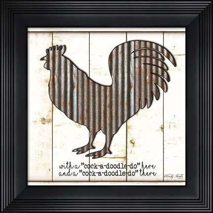 Framed Metal Rooster Print