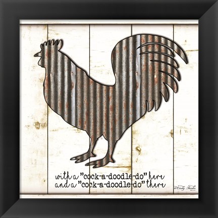 Framed Metal Rooster Print