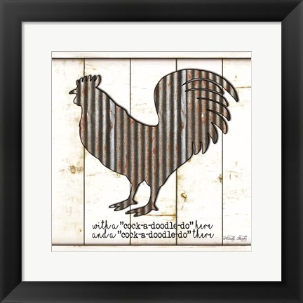 Framed Metal Rooster Print