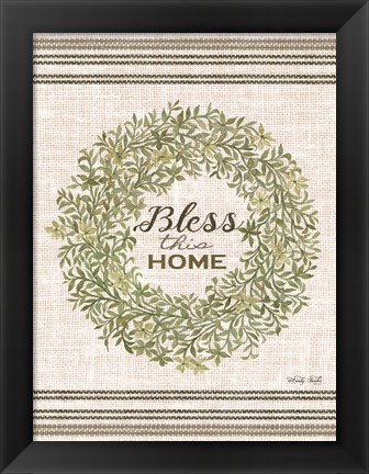 Framed Bless This Home Wreath Print