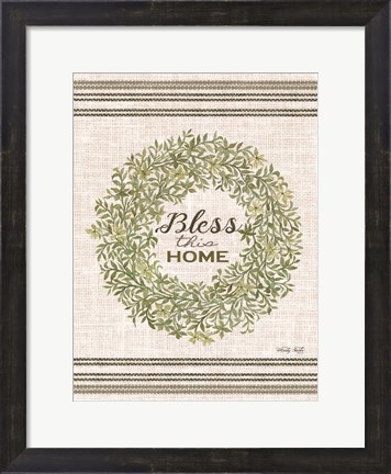 Framed Bless This Home Wreath Print
