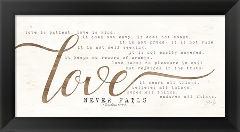 Framed Love Never Fails Print