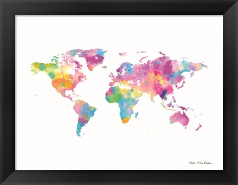 Framed Watercolor World Print