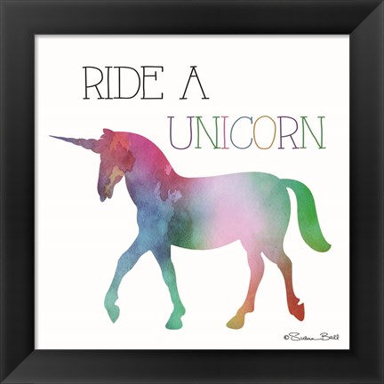 Framed Ride a Unicorn Print