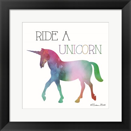 Framed Ride a Unicorn Print