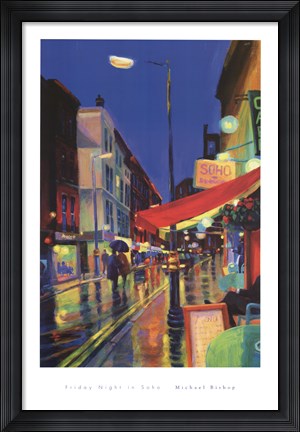 Framed Friday Night In Soho Print