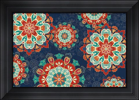 Framed Folk Floral VIII Dark Print
