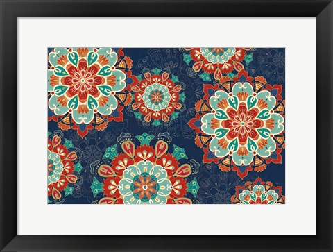 Framed Folk Floral VIII Dark Print