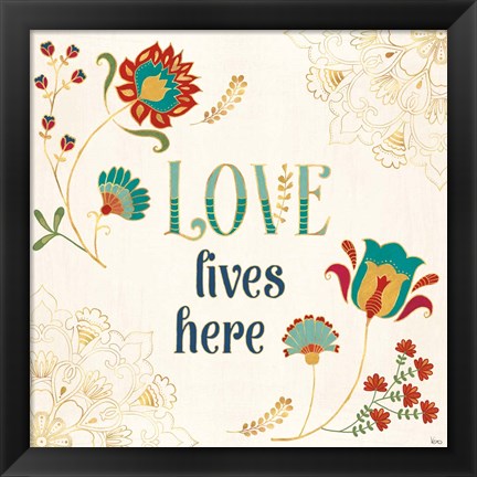 Framed Folk Floral V Print