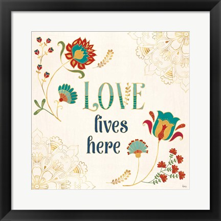 Framed Folk Floral V Print