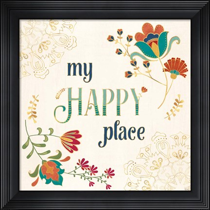 Framed Folk Floral IV Print