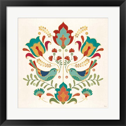 Framed Folk Floral III Print