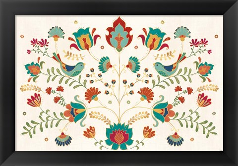 Framed Folk Floral I Print