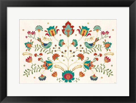 Framed Folk Floral I Print