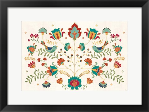 Framed Folk Floral I Print