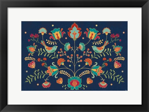 Framed Folk Floral I Dark Print