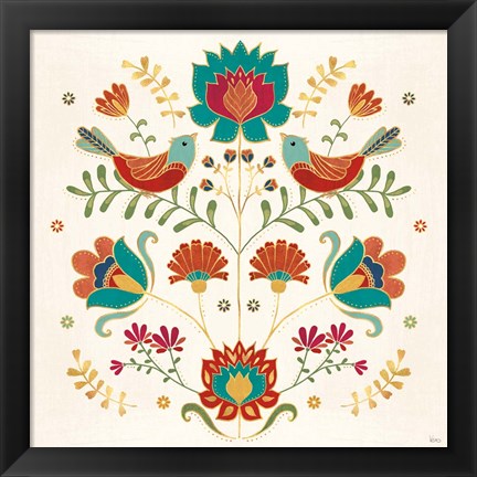 Framed Folk Floral II Print