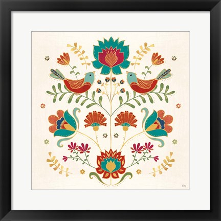 Framed Folk Floral II Print