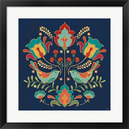 Framed Folk Floral III Dark Print