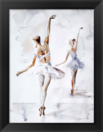 Framed Ballerina In Blue Print