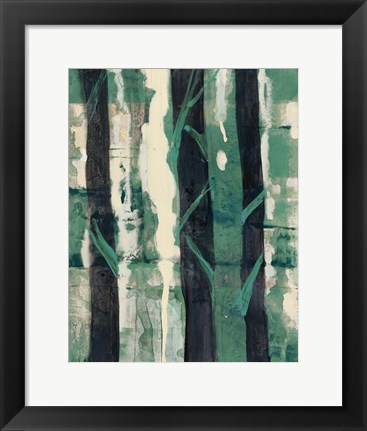 Framed Deep Woods I Emerald Crop Print