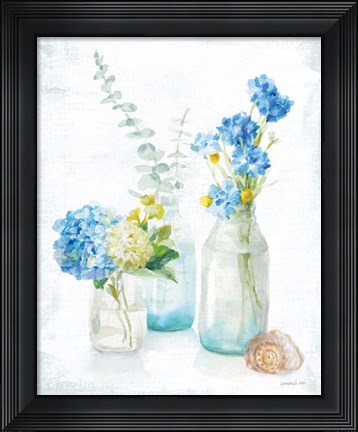 Framed Beach Cottage Florals III Print