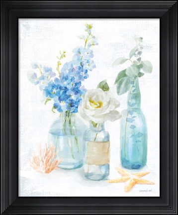 Framed Beach Cottage Florals II Print