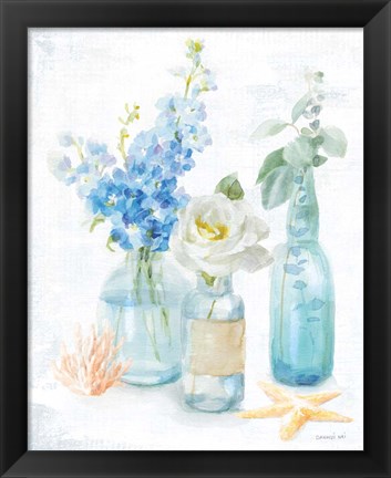 Framed Beach Cottage Florals II Print