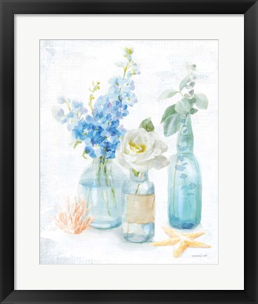 Framed Beach Cottage Florals II Print